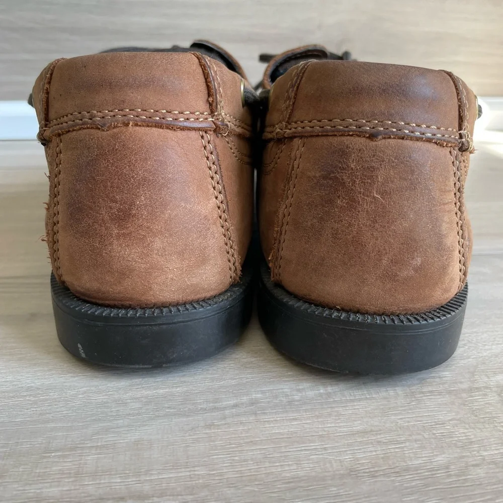 Timberland‎ Mens Size 10 Two-Eye Brown Leather Deck Shoes Lace Around
